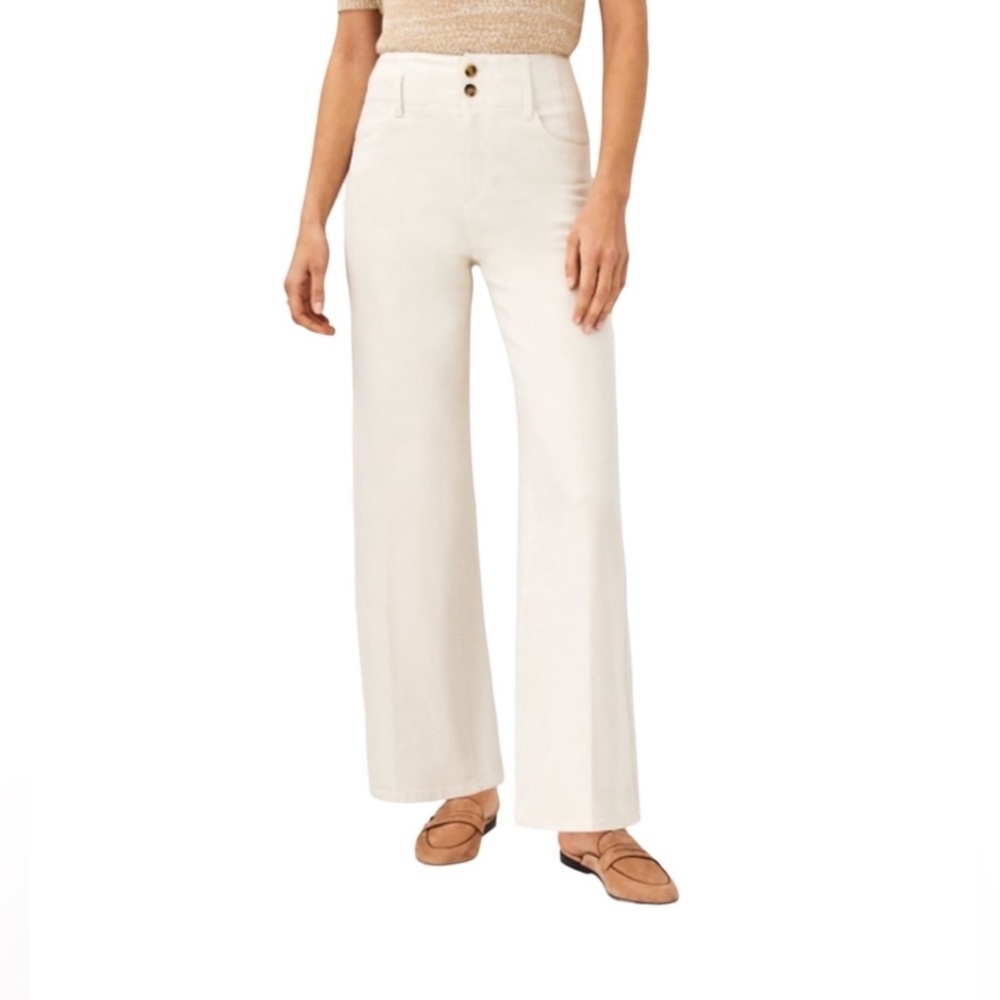 Ann Taylor Wide Leg High Waist Off White Pant